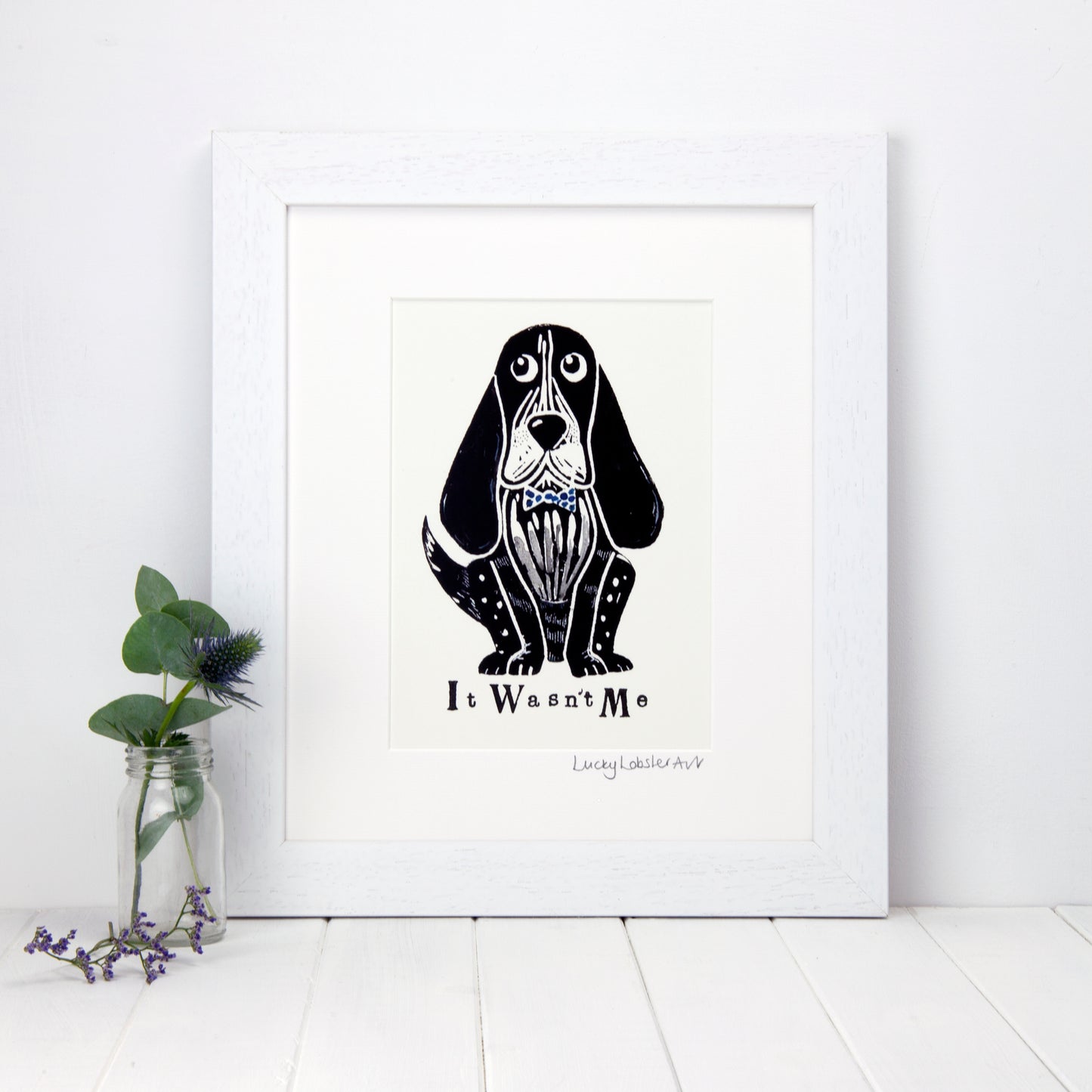 Bassett Hound Lino Print