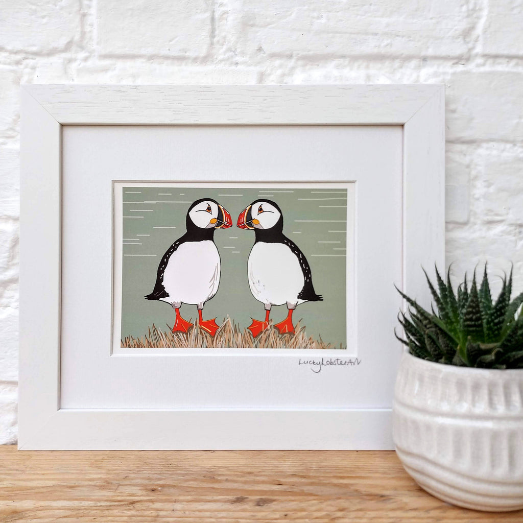Two Cheeky Puffins print