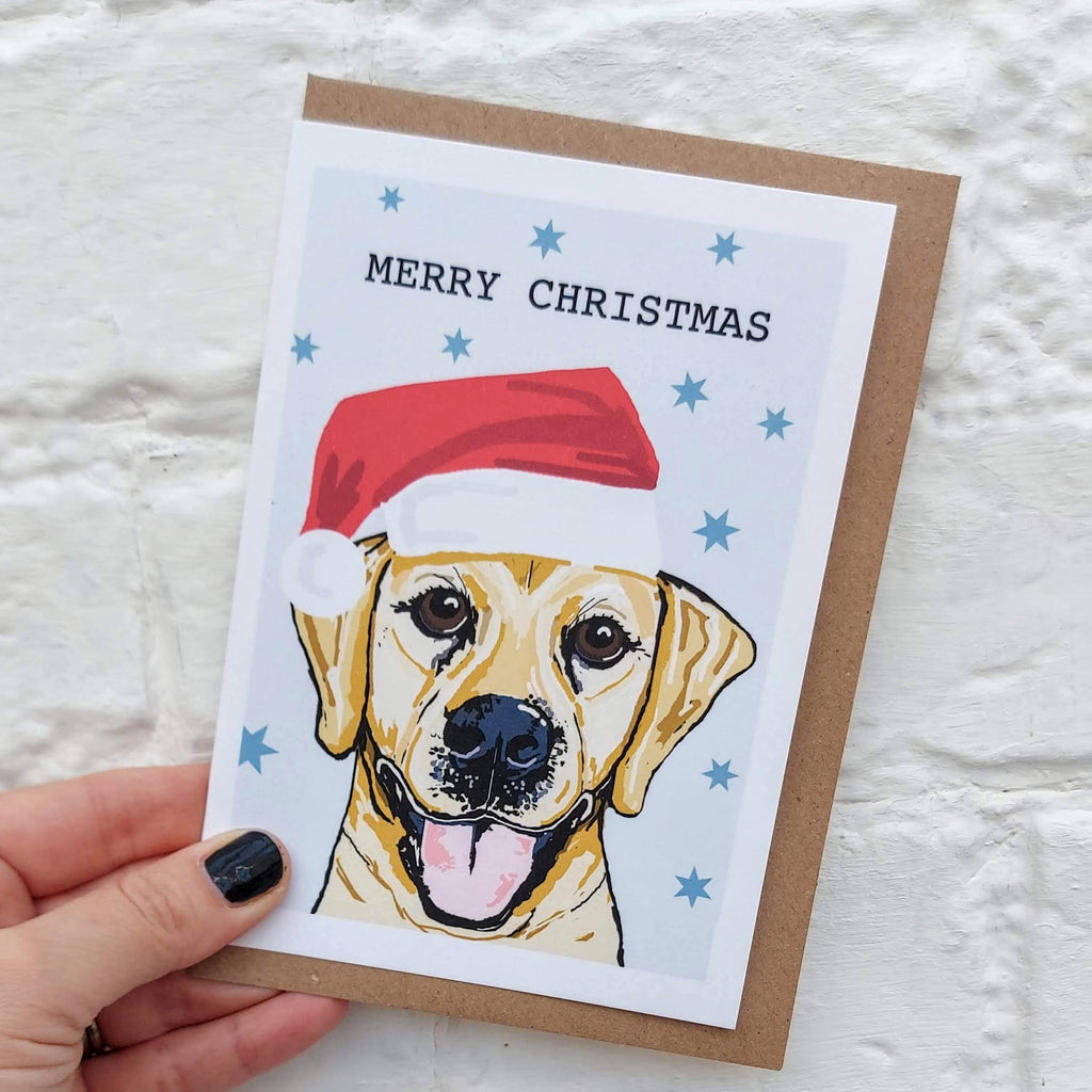 Golden Labrador Santa Christmas Card